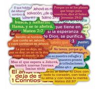 Shein 100 piezas/5 hojas de pegatinas con versículos bíblicos en español, etiquetas de escritura coloridas, pegatinas cristianas autoadhesivas de fe para di