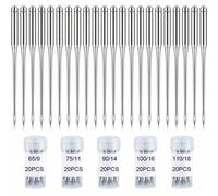 Shein 100 piezas Agujas de máquina de coser Agujas de punta universal regular para Singer, Brother, surtido de tamaños HAX1 65/9, 75/11, 90/14, 100/16, 110/