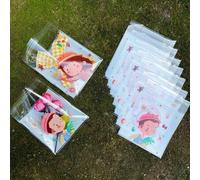 Shein 100 piezas Bolsas autosellantes de OPP con impresión de personajes de dibujos animados lindos, con patrones masculinos y femeninos, bolsas de embalaje