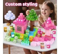 Shein 100 piezas Conjunto de bloques de construcción magnéticos del Viaje al Oeste, Castillo del Viaje al Oeste rosa Cubos magnéticos, Bloques de construcci