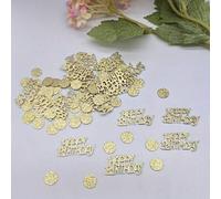 Shein 100 piezas de confeti con brillo dorado para feliz cumpleaños, diseño festivo de letras y círculos, lentejuelas ligeras, papel multicolor a granel, ad