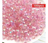Shein 100 piezas de cuentas espaciadoras ovaladas multicolor brillantes de 6 mm con múltiples facetas, adecuadas para la fabricación de joyas DIY como pulse