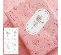 Shein 100 piezas Etiquetas adhesivas rectangulares asimétricas mini con rosas para decoración de cajas de regalo, paquetes y pegatinas de agradecimiento pap