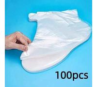 Shein 100 piezas Guantes desechables transparentes multifuncionales, Máscara de reparación de piel hidratante para manos + Uso general para procesamiento de