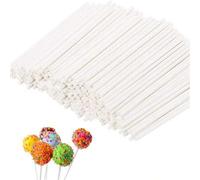 Shein 100 piezas Palitos de piruleta blancos, palos de papel de 3,93" con ventosa, para cake pops, decoración de cupcakes, derretir caramelo, chocolate, gal