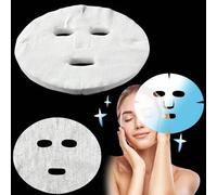Shein 100 piezas/paquete de hojas de mascarilla facial de tela no tejida de fibra natural pre-cortadas de color blanco para tratamientos de belleza y mascar
