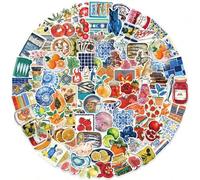 Shein 100 piezas Pegatinas de Dieta Mediterránea, Decoración Mediterránea, Estilo de Vida Mediterráneo, Pegatinas de Comida Mediterránea, Pegatinas de Vinil