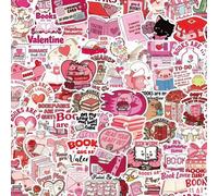 Shein 100 piezas Pegatinas de San Valentín con temática literaria, pegatinas estéticas rosas para botellas de agua, portátiles, equipaje, papelería, diarios