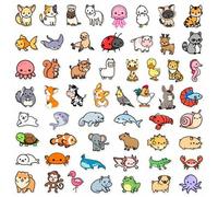 Shein 100 piezas Pegatinas mini lindas del tema de animales Kawaii, pegatinas de vinilo para botella de agua, portátil, álbum de recortes, monopatines, paqu