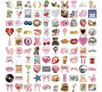 Shein 100 piezas Pegatinas rosas de dibujos animados lindos, Pegatinas estéticas Y2K, Pegatinas de arte, Pegatinas de estilo Y2K, Adecuadas para botellas de