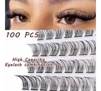 Shein 100 Piezas Pestañas individuales con rizado C, suaves y de aspecto natural, pestañas postizas de mink falso para extensión de pestañas DIY de 10 a 14