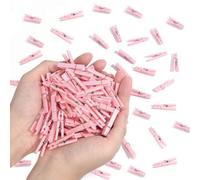 Shein 100 piezas - Pinzas de ropa mini de 3,5 cm de tamaño para baby shower, juego de pinzas de ropa mini de color rosa de aproximadamente 3,6 cm (1,4 pulga