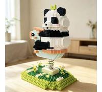 Shein 1000+ Piezas Mini Partícula Juguetes de Bloques de Construcción Panda Lindo, Caballito Balancín/Columpio/Sube y Baja/Carrusel/Serie de Juguetes Panda