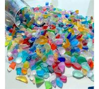 Shein 100g/200g/500g Chips de vidrio de mar esmerilado surtidos, material decorativo con tema oceánico colorido, adecuado para jarrones, joyería y manualida