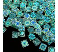 Shein 100g/200g Azulejos de mosaico de vidrio con mandala azul romántico, piezas de mosaico con hermosos patrones, adecuados para manualidades de arte DIY,