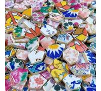 Shein 100g/200g Piezas de mosaico de estilo vintage mediterráneo, mezcla sorpresa de fragmentos multicolor para manualidades DIY, decoración del hogar, joye
