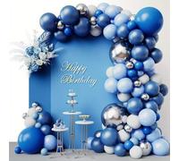 Shein 102 piezas Set de arco metálico azul real y azul marino y blanco 18 de 18"/10"/5", para fiesta de graduación, niño, niña, niños, baby shower, gé