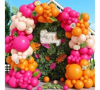 Shein 104 piezas Kit de arco de globos en rosa y naranja, guirnalda de globos rosa intenso, naranja y melocotón, globos de látex fucsia y magenta para decor