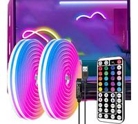 Shein 108LED/M Tira de luz LED RGB a prueba de agua con Bluetooth, sincronización de música, luz de neón LED flexible para TV, decoración del hogar, ambient