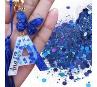 Shein 10g/Bolsa Esmalte de uñas Estética Y2K Brillo Lentejuelas Holográfico Láser Azul Polvo Colorido Brillante Hexagonal PET Ch DIY Encantos de uñas Gemas
