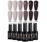 Shein 10ML 6 Colores Esmalte de Uñas en Gel, Colores Gris y Marrón para Todas las Estaciones, Gel Semipermanente que se Retira con Remojo, para Manicura de