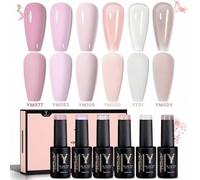 Shein 10ML Esmalte de uñas de gel de color rosa nude, set de esmalte de gel de color rosa fresco de primavera y verano, se retira con remojo, para lámpara U