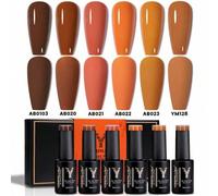 Shein 10ML Esmalte de uñas en gel de 6 colores naranja, esmalte de uñas en gel semi-permanente para primavera y verano, se retira con remojo, para uñas UV/L
