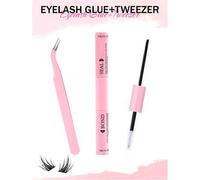 Shein 10ml Pegamento y sellador de pestañas, adhesivo de pestañas de secado rápido, set de pegamento de pestañas súper fuerte y pinzas, adecuado para extens