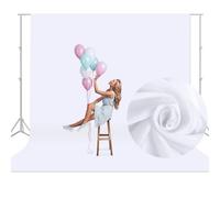 Shein 10x10ft Fondo de fotografía blanco de poliéster de alta densidad, fondo de fotografía plegable y lavable de color negro puro sin costuras, adecuado pa