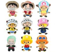 Shein 11 estilos de muñecos de peluche genuinos de One Piece Zoro, Chopper, Ace y el Rey Pirata, con figuras de anime kawaii y adorables de 15-25 cm/5.9-9.8