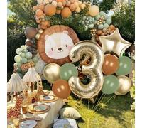 Shein 11 piezas de globos de aluminio gigantes con diseño de león, de 32 pulgadas, globos con números en blanco y dorado, adecuados para decoración de fiest