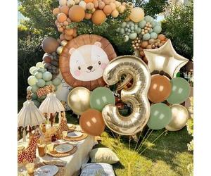 Shein 11 piezas de globos de aluminio gigantes con diseño de león, de 32 pulgadas, globos con números en blanco y dorado, adecuados para decoración de fiest