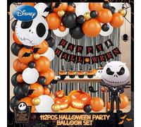 Shein 112 piezas Oficialmente con licencia de Disney The Nightmare Before Christmas Globos negros, naranjas y morados con diseño de Jack Skellington, estilo
