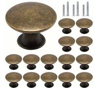 Shein 12/20 piezas Tiradores de gabinete retro, Tiradores de gavetas y armarios, Tiradores decorativos redondos de orificio único de bronce para cocina y mu