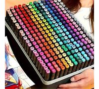 Shein 12/24/36/40/48/60/80/100/120/168/204/262 Colores Rotuladores de Doble Punta, Marcadores de Arte y Dibujo con Soporte y Bolsa de Transporte, Juego de R