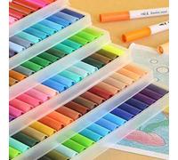 Shein 12 / 24 / 36 / 48 / 60 / 80 / 100 / 120 piezas Marcadores duales con punta de pincel y punta fina, doble punta, marcador de arte para colorear para ad