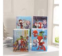 Shein 12/24/36 piezas Bolsas de regalo de la fiesta de cumpleaños de Spider-Man y sus asombrosos amigos, bolsas de regalo de papel kraft, perfectas para cel