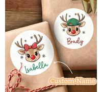 Shein 12/24/48 Etiquetas de Navidad personalizadas, etiquetas con nombre de reno de Navidad, etiqueta de felices fiestas, etiquetas de regalo para niños, pe