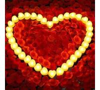 Shein 12/24 piezas de velas electrónicas con forma de corazón LED, con baterías incluidas, disponibles en varios colores, adecuadas para propuestas, bodas,