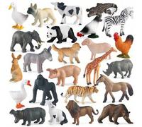 Shein 12/24 PIEZAS Juguetes de modelos de animales de granja, aves de corral y animales salvajes de simulación, incluyendo pollo, pato, ganso, vaca, gato, p