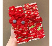Shein 12/24 piezas Scrunchies para el cabello de niñas con flores de fresa, accesorios elásticos para el cabello para el Día de San Valentín
