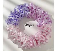 Shein 12/40 piezas Conjunto de scrunchies elásticos de colores de caramelo lindos y de moda para mujeres, suaves y elásticos, lazos para el cabello de San V