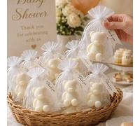 Shein 12/6/1 Set de Velas Aromáticas con Forma de Oso de Peluche para Fiesta de Baby Shower (Incluye Bolsa de Organza & Etiqueta de Agradecimiento), Adecuad