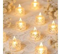 Shein 12/8/4/1 pieza-Velas de té LED sin llama, alimentadas por batería, adecuadas para decoración de yoga/hogar/boda, regalos de vacaciones y decoración de