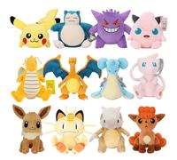 Shein 12 estilos de muñecos de peluche genuinos de Pokémon - Pikachu, monstruos de bolsillo, Charizard, Snorlax, Gengar, Jigglypuff, Eevee, Dragonite, Mew,