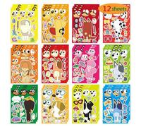 Shein 12 hojas de pegatinas-rompecabezas del personaje animado Bluey, un perro. Juego de armar caras lindas para niños, juguetes educativos, juegos de fiest