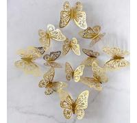 Shein 12 piezas/24 piezas Pegatinas de pared de mariposas huecas 3D, Adecuadas para decoración de bodas, decoración del hogar en la sala de estar, decoració