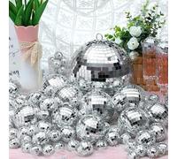 Shein 12 piezas Bolas de espejo mini - Decoración colgante de vidrio reflectante plateado estilo retro de los 70, adecuado para decoración de habitación est