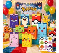 Shein 12 piezas Bolsa de regalo creativa de papel kraft grueso de doble cara con pegatinas, bolsa de embalaje para regalos de actividades y festivales