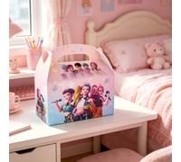 Shein 12 piezas Cajas de dulces de grupo de chicas K-POP, cajas de regalo de papel con estampado de escenario neón y asas, decoraciones de fiesta temática y